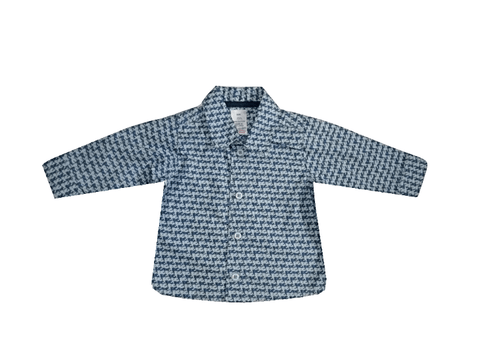 Baby Boys Blue Patterned Longsleeve Shirt