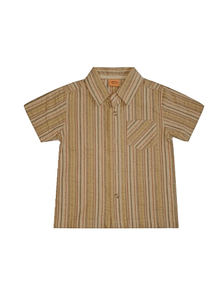 Minimode Baby Boys Brown Striped Shirt