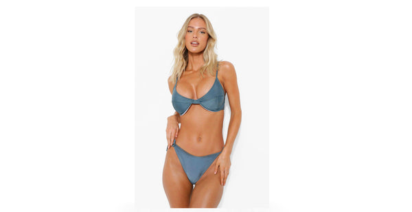 Boohoo Essentials Fuller Bust Petrol Womens Bikini Top - Stockpoint Apparel Outlet
