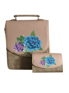 Salems Apricot 2-in-1 Floral Detail Womens Handbag