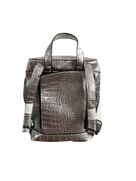 PrettyLittleThing Silver Croc Embossed Womens Backpack - Stockpoint Apparel Outlet