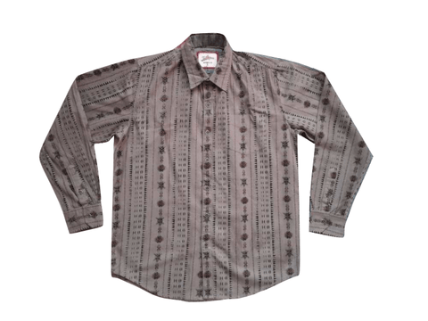Joe Browns Khaki Vertical Ethnic Printed Mens Shirt - Stockpoint Apparel Outlet
