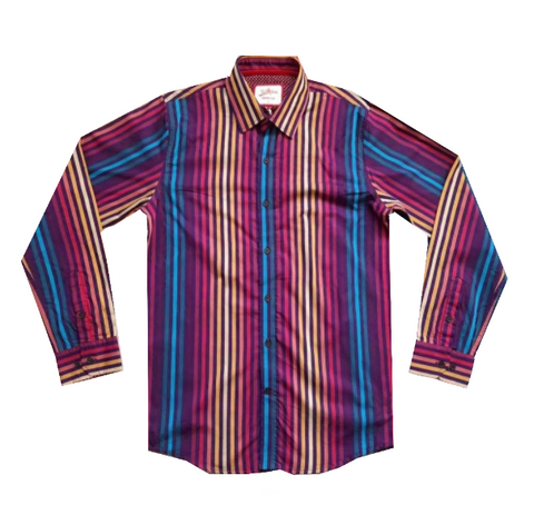 Joe Browns Multi Colour Striped Purple Poplin Mens Shirt - Stockpoint Apparel Outlet