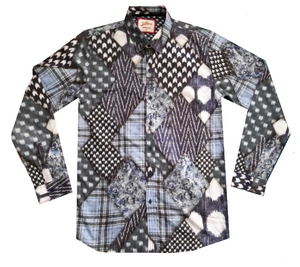 Joe Browns Black & Blue Patchwork Mens Shirt - Stockpoint Apparel Outlet