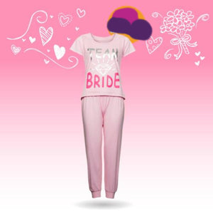 Ladies Wedding Night Hen Team Bride Pink PJ Pyjama Nightwear Sleep Set - Stockpoint Apparel Outlet