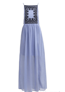 First And I Fijacob Country Blue / Black Maxi Dress - Stockpoint Apparel Outlet