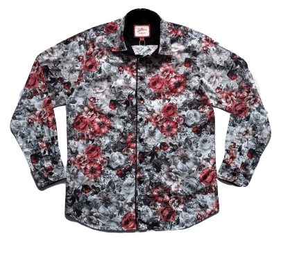Joe Browns Mens Red Rose Grey Floral Shirt - Stockpoint Apparel Outlet