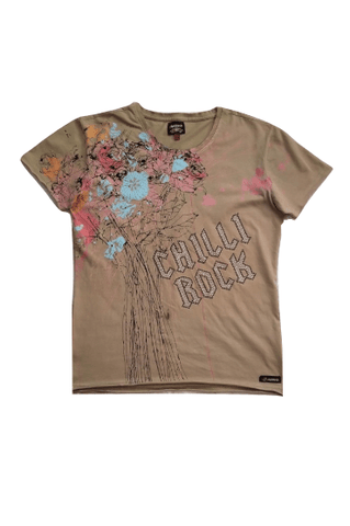 Chillired Chilli Rock Floral Print Mens T-Shirt