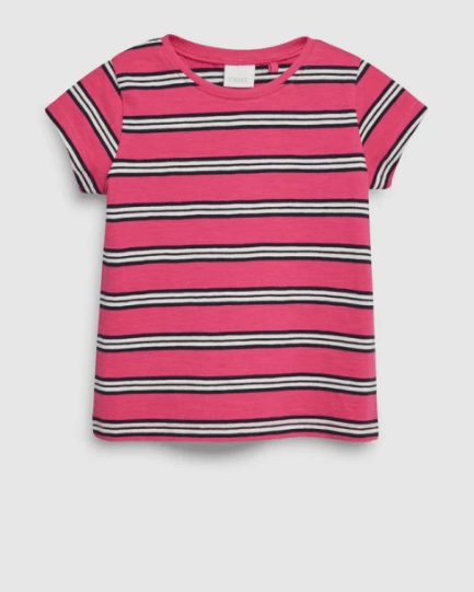 Next Bright Pink Stripe Short Sleeve Girls T-Shirt