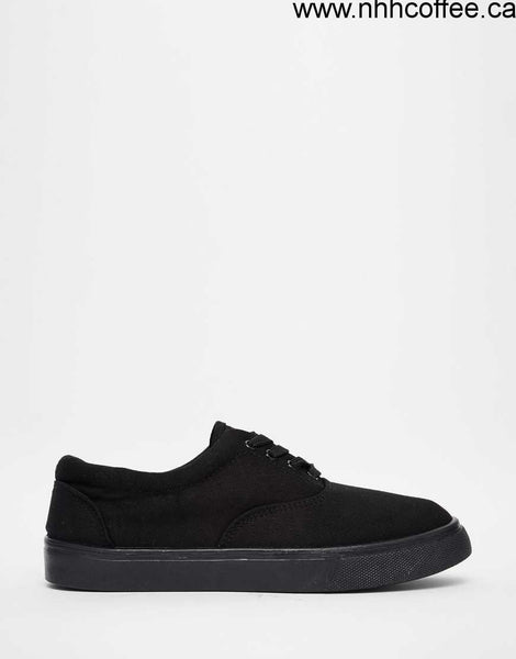 Unisex ASOS Lace Up Plimsolls in Black - Stockpoint Apparel Outlet