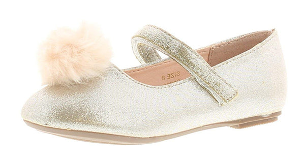 Princess Stardust Pomp Girls Gold Shimmer Ballerina Shoes
