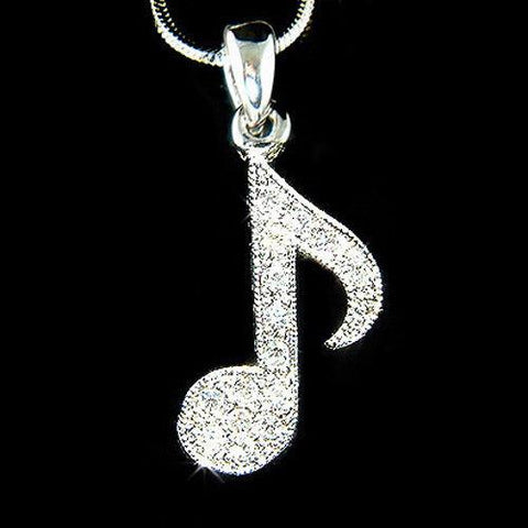 Swarovski Crystal Piano Musical Eighth Note Quaver Pendant Necklace - Stockpoint Apparel Outlet