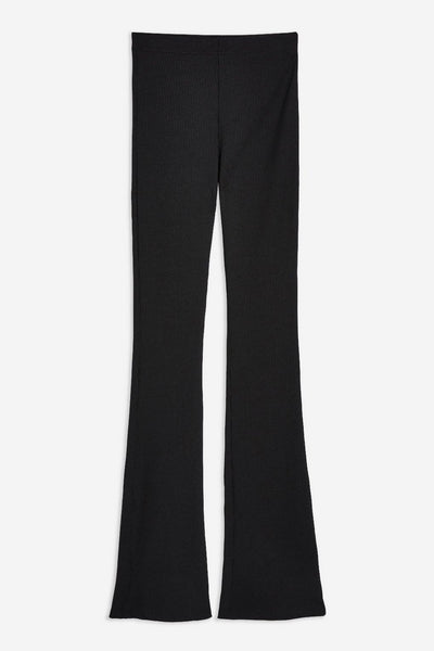 Topshop Womens Ribbed Jersey Flare Trousers