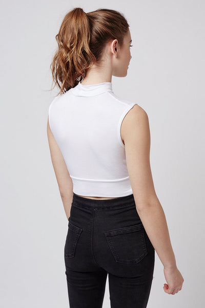 Topshop Womens White Twist Front Crop Top - Stockpoint Apparel Outlet