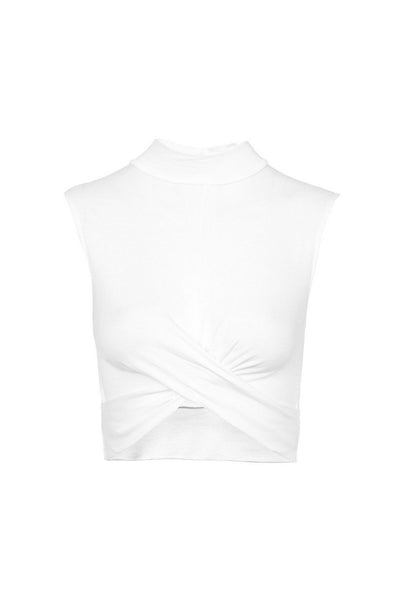 Topshop Womens White Twist Front Crop Top - Stockpoint Apparel Outlet