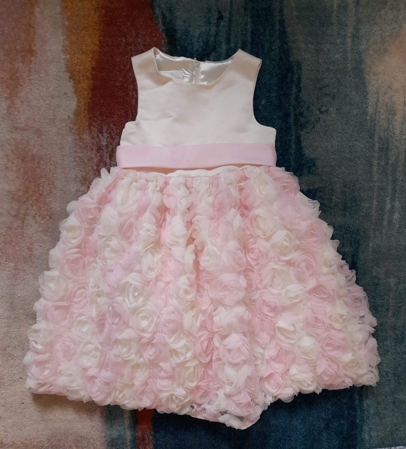 American Princess Pink & Cream Rose Petals Detail Older Girls Dress - Stockpoint Apparel Outlet