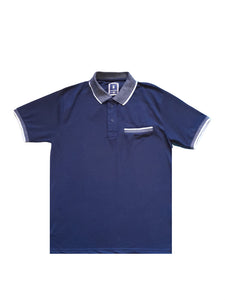 Ice Polo Navy Blue Contrast Collar Mens Polo Shirt - Stockpoint Apparel Outlet