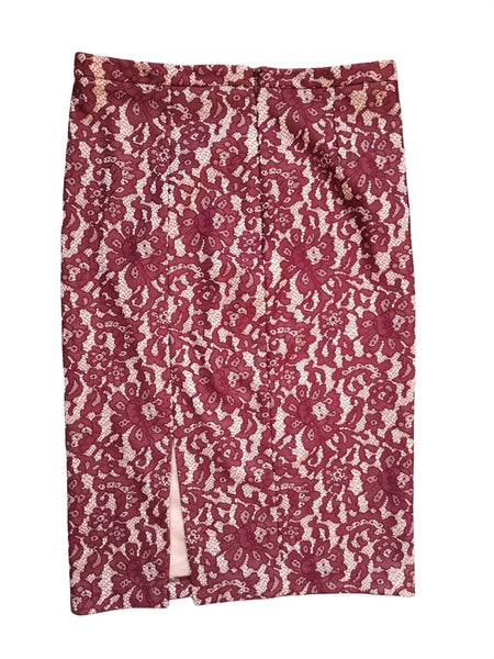 Next Burgundy Floral Lace Womens Skirt - Stockpoint Apparel Outlet