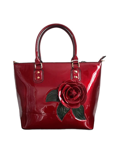 Moda Red Glossy Womens Tote Bag - Stockpoint Apparel Outlet