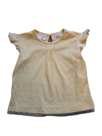 Zara Dotted Mesh Yellow Frill Baby Girls Blouse - Stockpoint Apparel Outlet