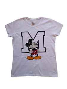 Disney Mickey Mouse White Classic M Plain Womens T-Shirt - Stockpoint Apparel Outlet