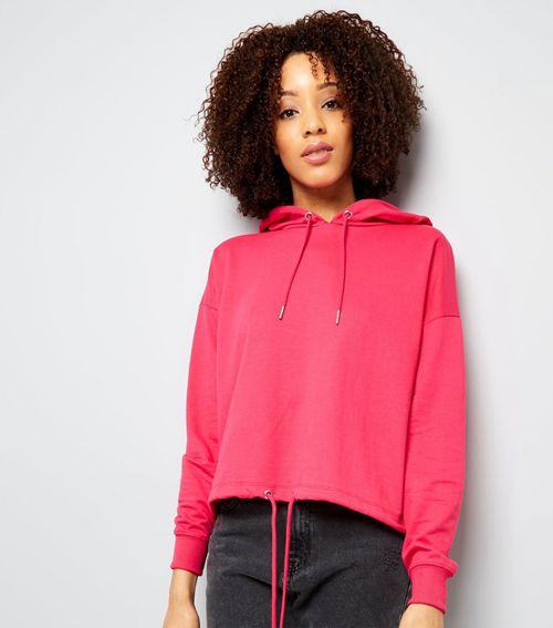 New Look Pink Drawstring Crop Womens Hooded Top - Stockpoint Apparel Outlet