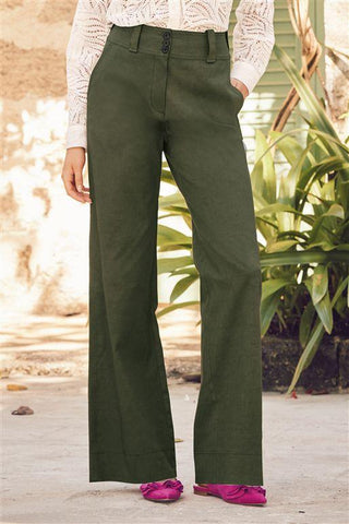 Next Womens Khaki Wide Leg Trousers - Stockpoint Apparel Outlet