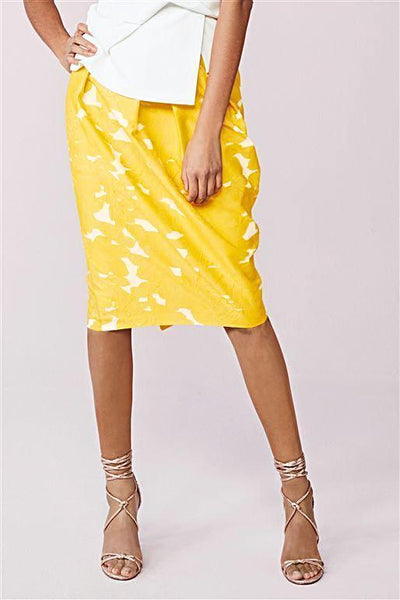 Next Womens Yellow Jacquard Tulip Skirt