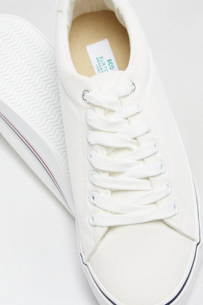 Burton White Eco Canvas Lace-Up Mens Trainers - Stockpoint Apparel Outlet