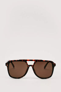 NastyGal Brown Tortoiseshell T Bar Aviator Oversized Womens Sunglasses - Stockpoint Apparel Outlet