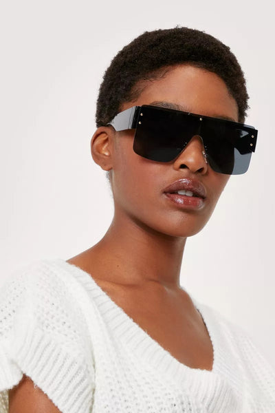NastyGal Retro Oversized Black Aviator Tinted Womens Sunglasses - Stockpoint Apparel Outlet
