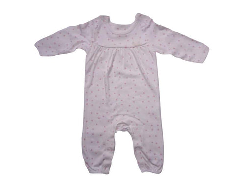 Pink Dot White Romper - Stockpoint Apparel Outlet