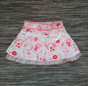 Baby Girls Red & Pink Floral Skirt
