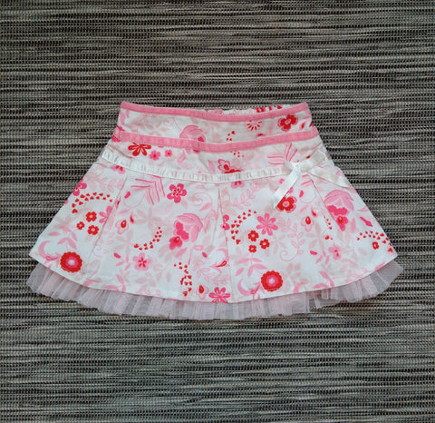 Baby Girls Red & Pink Floral Skirt