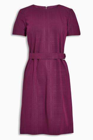 Next Womens Petite Berry Belted Workwear Dress - Stockpoint Apparel Outlet