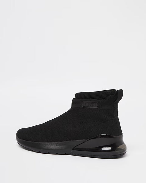 River Island Black Bubble Sole Knitted Sock Mens Trainers - Stockpoint Apparel Outlet