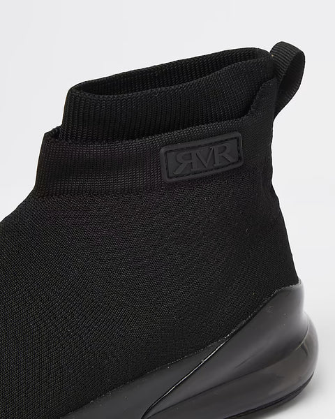 River Island Black Bubble Sole Knitted Sock Mens Trainers - Stockpoint Apparel Outlet