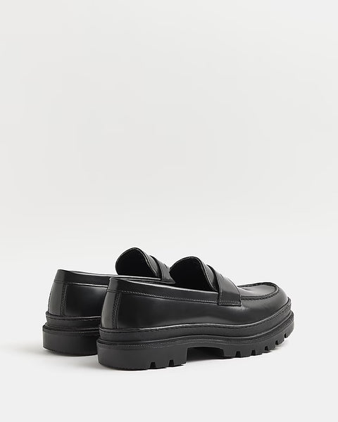 River Island Black Chunky Cleated Sole Mens Loafers - Stockpoint Apparel Outlet