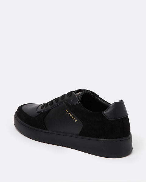 River Island Black Faux Leather Lace Up Mens Trainers - Stockpoint Apparel Outlet