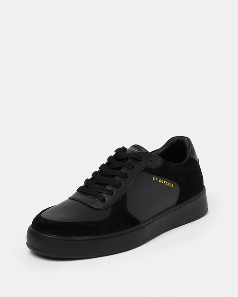 River Island Black Faux Leather Lace Up Mens Trainers - Stockpoint Apparel Outlet