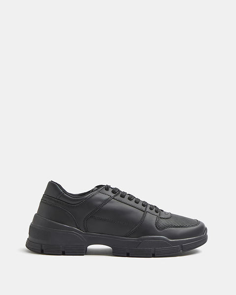 River Island Black Moulded Sole Lace Up Mens Trainers - Stockpoint Apparel Outlet