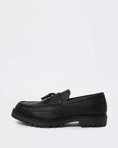 River Island Black Stitch Detail Tassel Mens Loafers - Stockpoint Apparel Outlet