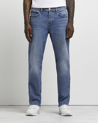 River Island Blue Straight Fit Mens Jeans - Stockpoint Apparel Outlet