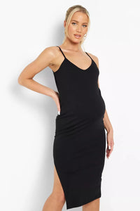 Boohoo Maternity Strappy Side Split Midi Womens Dress - Stockpoint Apparel Outlet
