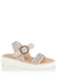 George Blush Pink Glitter Strap Buckle Girls Sandals - Stockpoint Apparel Outlet