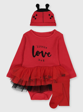 Tu Red Ladybird Love Bug Baby Girls Bodysuit & Tights - Stockpoint Apparel Outlet