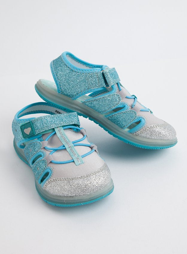 Tu Girls Blue Glittery Light Up Adventure Sandals - Stockpoint Apparel Outlet