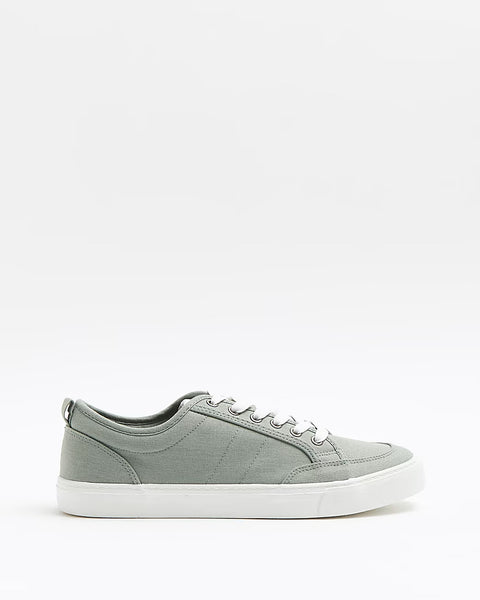 River Island Green Light Sutton Lace Up Mens Plimsolls - Stockpoint Apparel Outlet