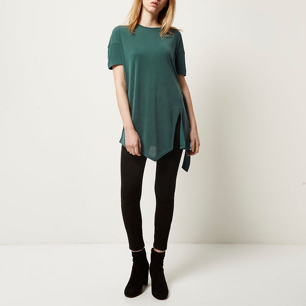 Women's Green Sim Tie Side T-shirt - Stockpoint Apparel Outlet