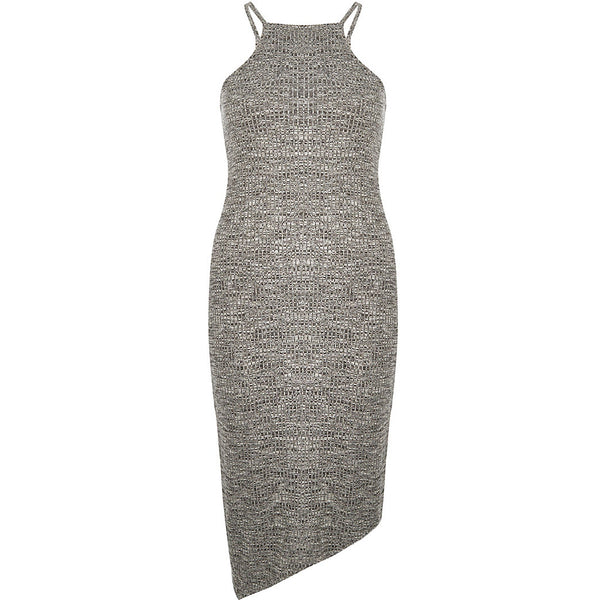 Women's Grey Bodycon Asymmetric Dress